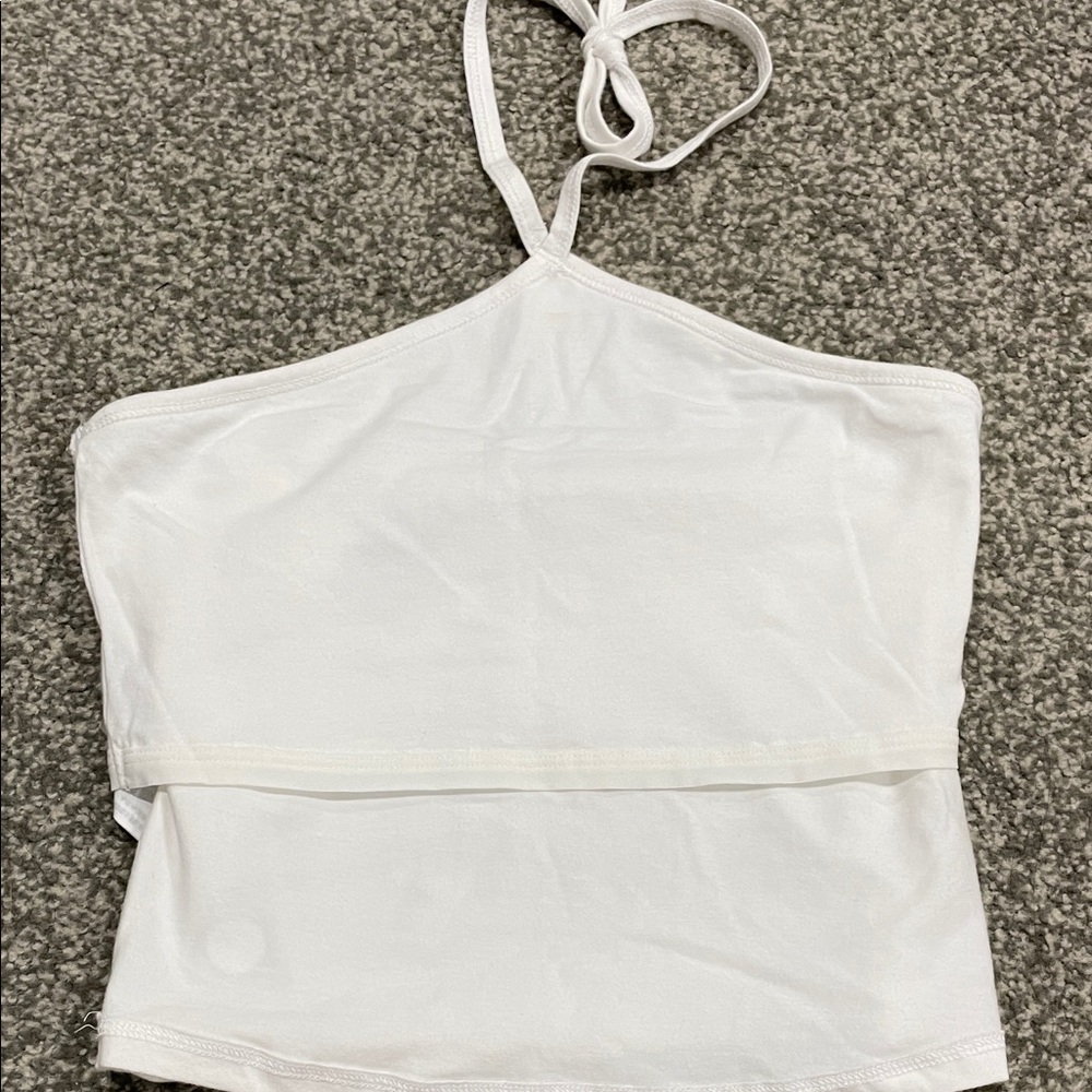 White Halter Crop Top - Picture 3 of 4